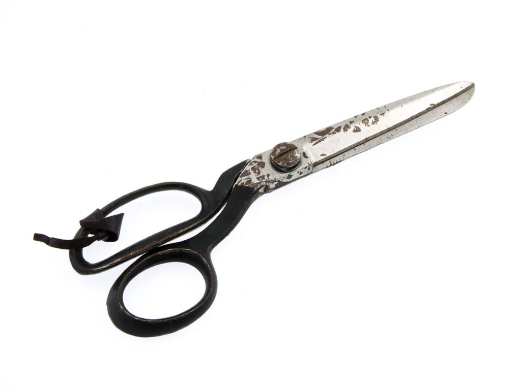 Gloving scissors used by glovemaker Anne Kershaw